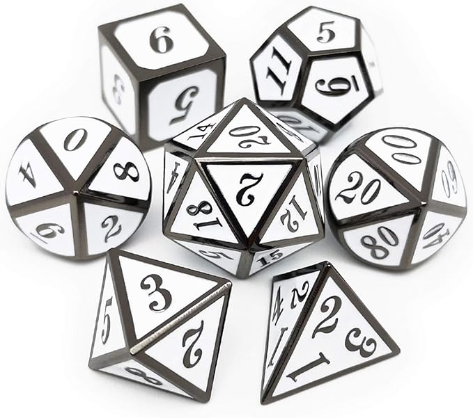Haxtec 7 Die DND Metal Dice Set D&D 7PCS DND Dice of D20 D12 D10 D8 D6 D4 by HaxtecDice