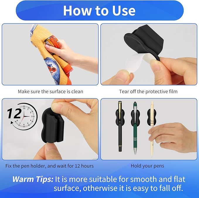 Adhesive Pen Pencil Holder for Desk Wall - Image 4