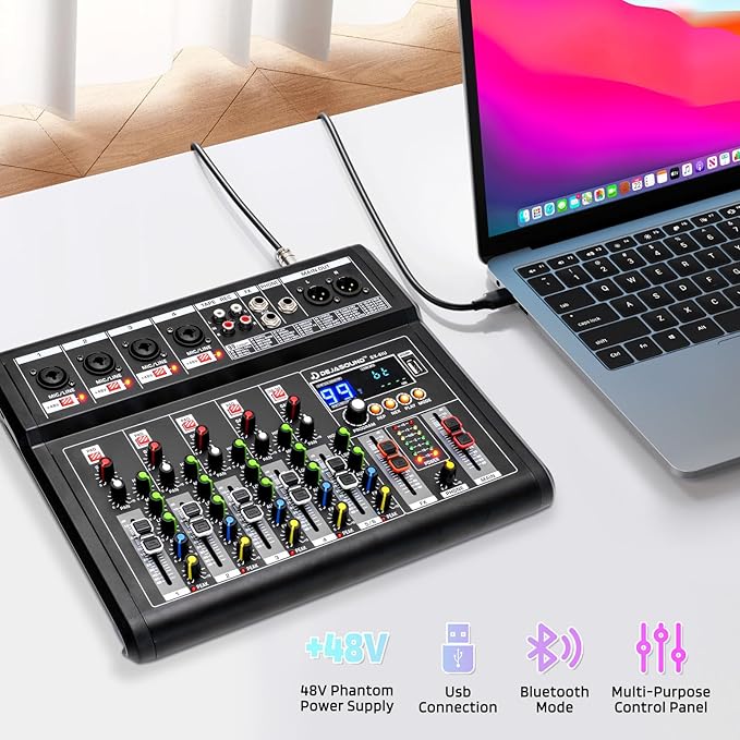 8-Channel Audio Mixer for PC, SX-8iu Mixing Console - Image 3