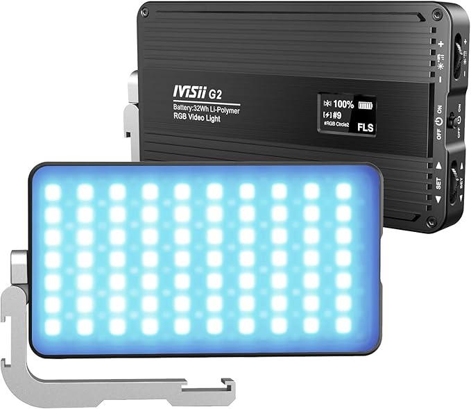 G2 RGB Portable On Camera Light, Built-in 4300mAh Lithium Battery Video by IVISII