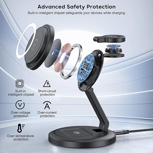 Charging Station, 3 in 1 Foldable Wireless Charger iPhone Charging Station - Image 4