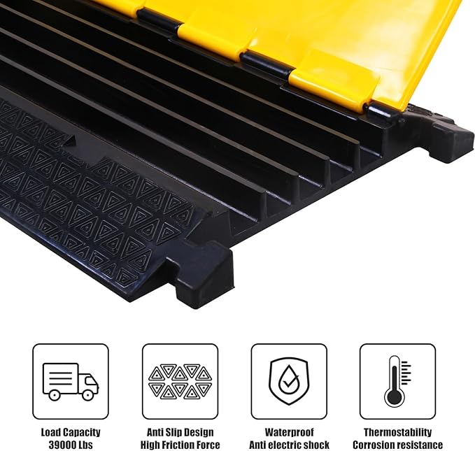Rubber Cable Protector Ramp, Heavy Floor Cable Wire Cord Cover Speed Bumps - Image 7