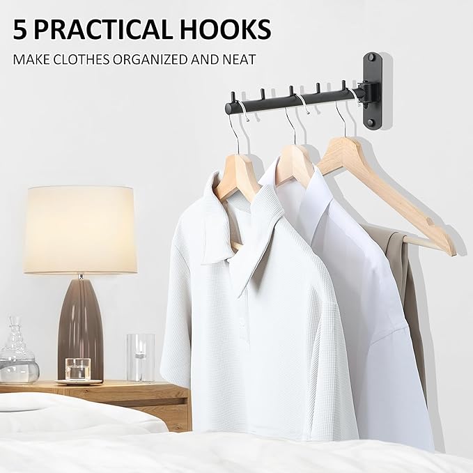 Swing Clothes Hanger, Wall Mounted Garment Bar-Hanger Holder Hooks, Heavy Duty - Image 4