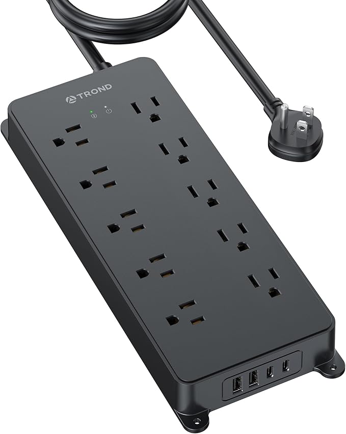 TROND Surge Protector Power Strip 10ft, ETL Listed, 10 Widely Spaced Outlets by TRONDOfficial