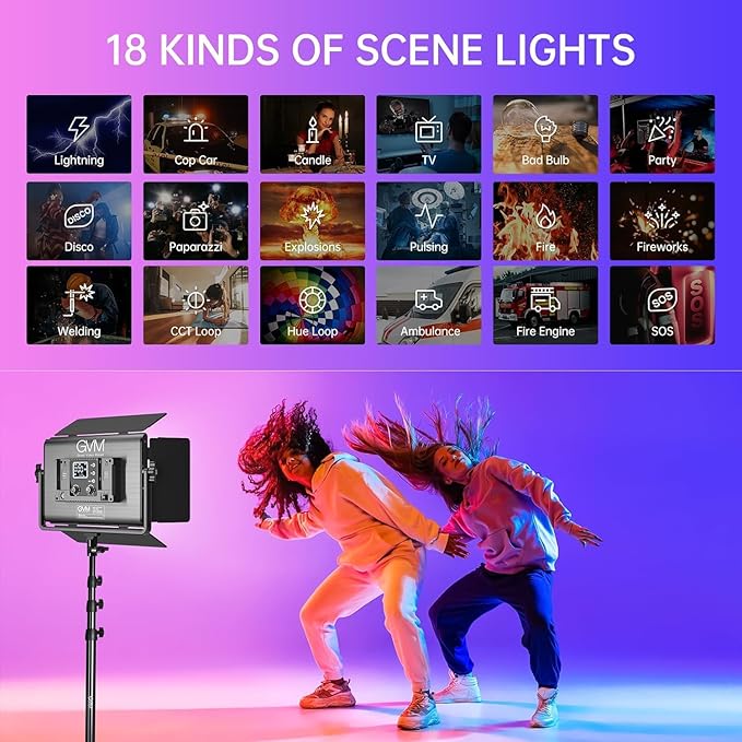 GVM 1300D RGB LED Video Light, 65W Video Lighting Kit - Image 4