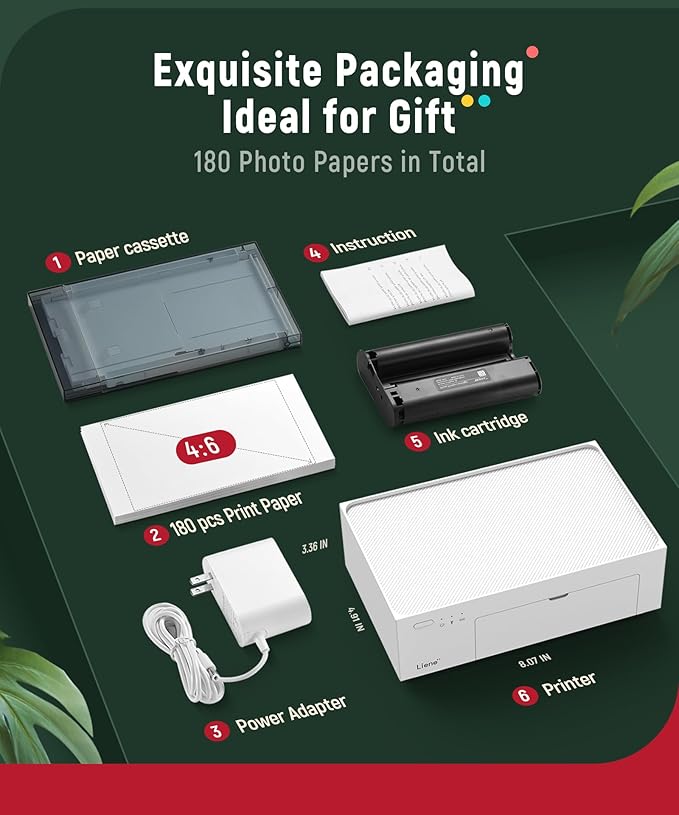 Liene M100 4x6'' Photo Printer Bundle, Wi-Fi Picture Printer - Image 8