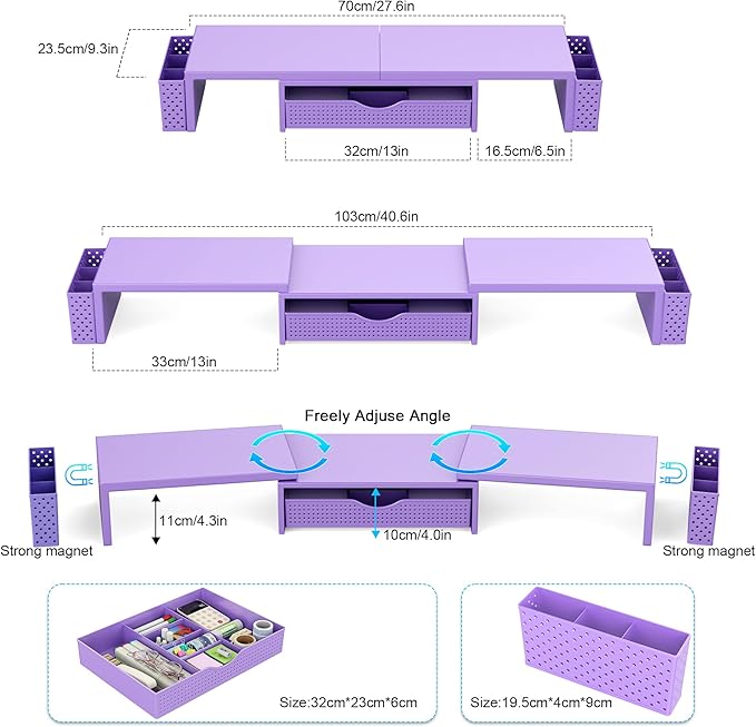 Spacrea Metal Desk Organizers and Accessories, Dual Monitor Stand Riser - Image 3
