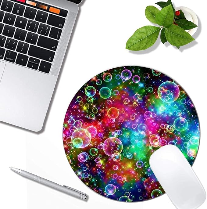 Colorful Bubbles Mouse Pad Round Non-Slip Rubber Mousepad Laptop Office - Image 4