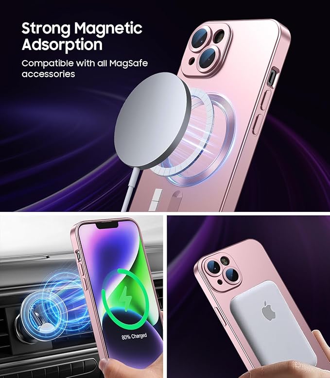 Magnetic for iPhone 15 Case Slim Soft Silicone Bumper Shockproof Metallic Shine - Image 2
