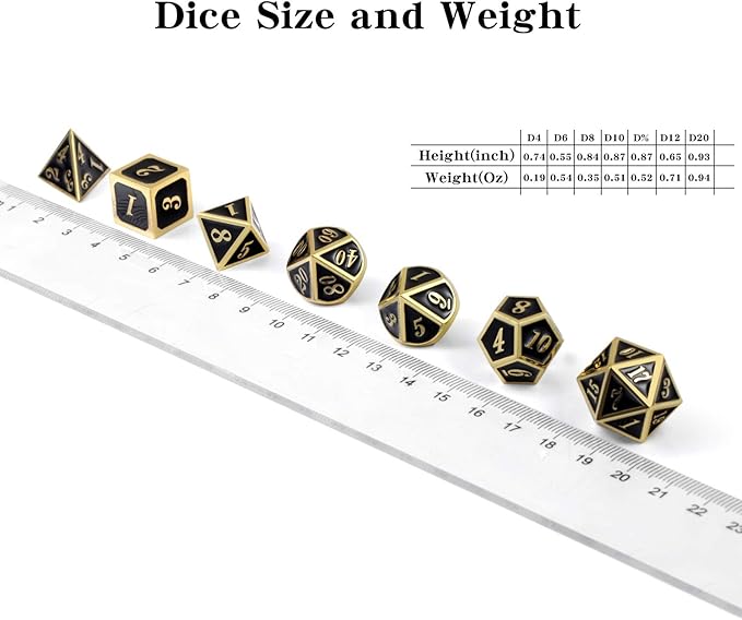 DNDND Metal Dice Set D&D, 7 die Metallic Polyhedral Dice Set - Image 5