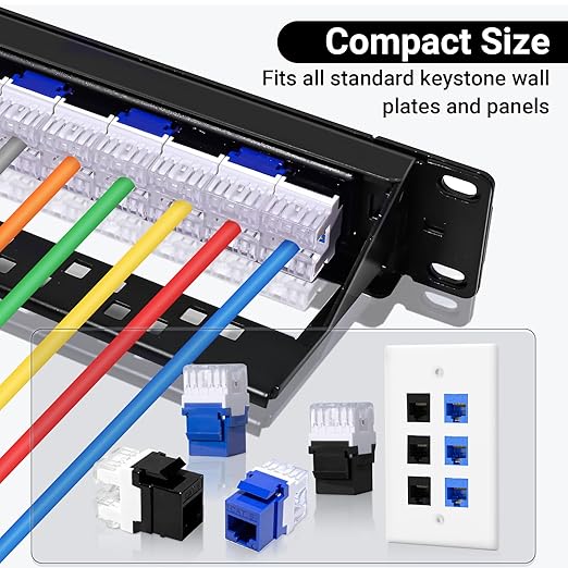 RJ45 Cat6 Keystone Jacks 25-Pack, Ethernet Keystone Jack, 180 Degree Punch-Down - Image 5