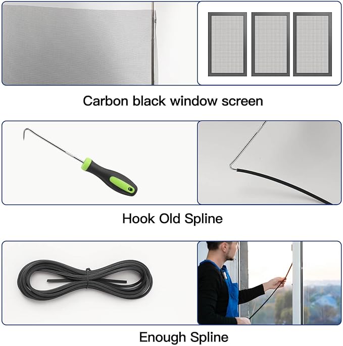 Window Screen Door Repair Kit Include Window Screens Mesh 48"x117" - Image 6