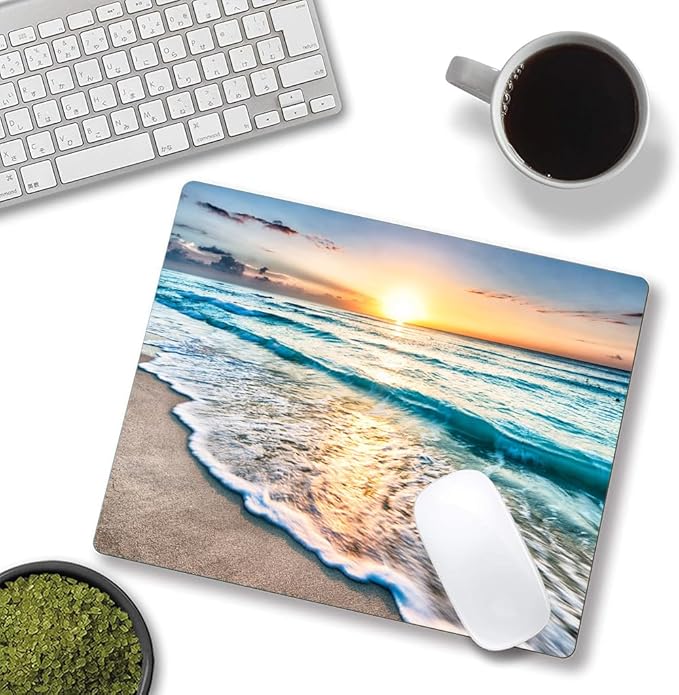Mouse Pad, Beach Mouse Mat, Square Waterproof Non-Slip Rubber Base Computer - Image 4