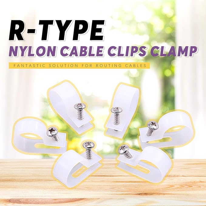 Swpeet 120 Pack White 3/4 Inch Nylon Plastic R-Type Cable Clips Clamp Kit - Image 4