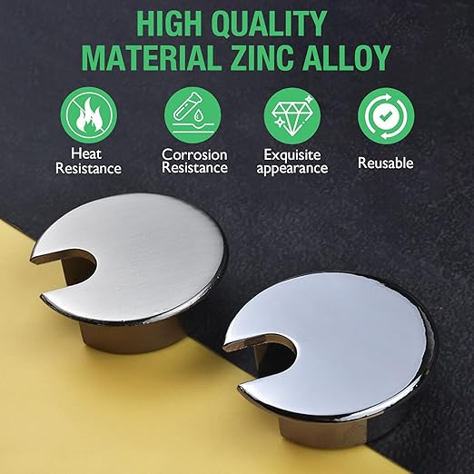 2 Pcs Desk Grommet 1-3/8" / 35 mm, Desk Cord Hole Cover, Cable Grommet Metal - Image 2