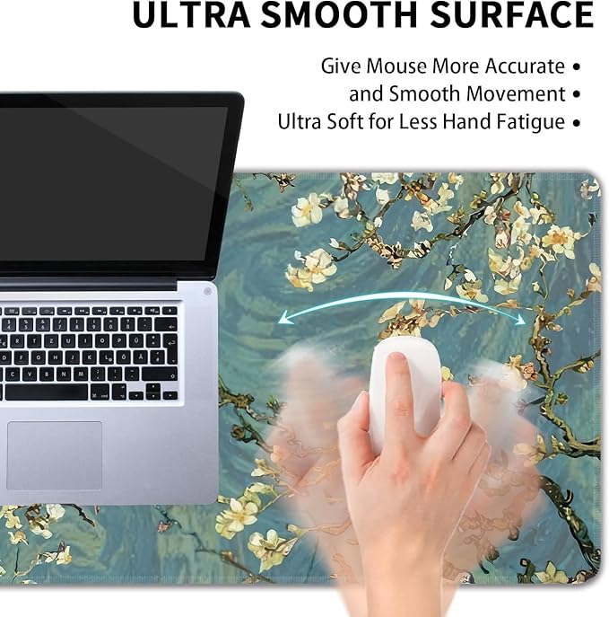 Almond Blossoms Large Mouse Pad, Gaming Keyboard Desk Pad, Extended Mouse Mat - Image 5