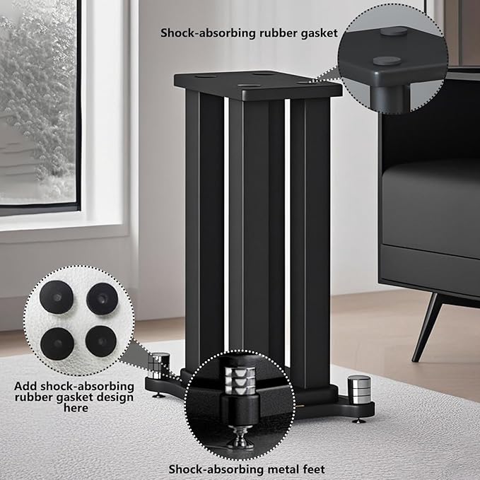 A Pair of Speaker Stands, Bookshelf Speaker Stand Steel Frame Support - Image 3