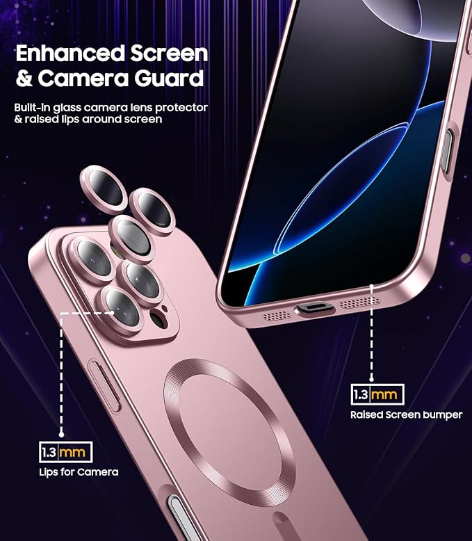 Magnetic for iPhone 16 Pro Case Slim Soft Silicone Bumper Shockproof Metallic - Image 4