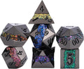 D&D Dice Set Metal, Large Striped Glitter Dice Set.RPG Polyhedral Dice 7pcs Set by Maywin