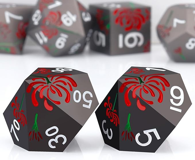 PJOY Metal Dice Set D&D Flower Dice Set DND Polyhedral Dice - Image 7