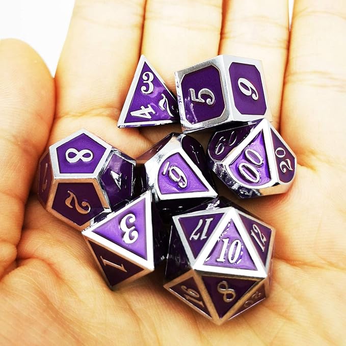 Haxtec Metal DND Dice Purple Silver - Image 7