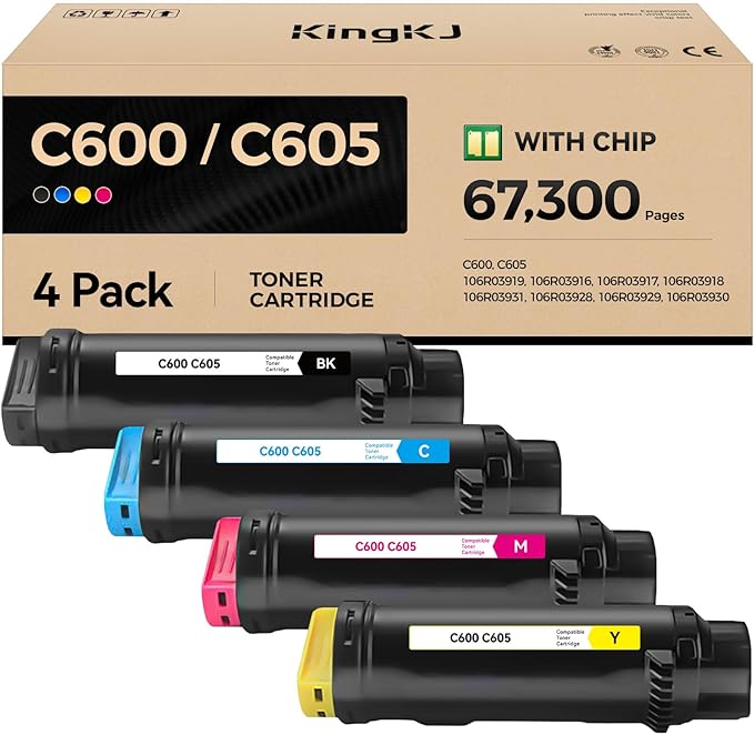 VersaLink C600 C605 Toner Cartridge 4-Pack Extra High Capacity Replacement by KingKJInkToner
