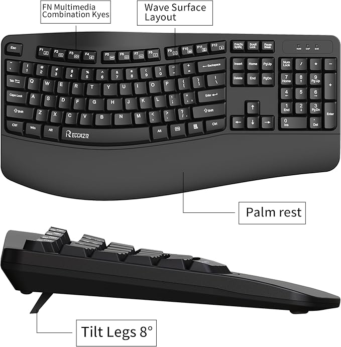 Ergonomic Keyboard, Wired Computer USB Keyboard - Image 7