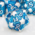 7PCS Metal DND Dice Set with Box, Debris RPG Blue D and D Dice by ORIFANTOU