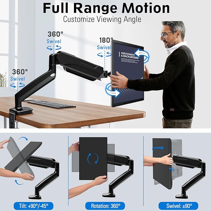 MOUNTUP Monitor Arm Desk Mount, Fully Adjustable, Computer Monitor Stand - Image 3