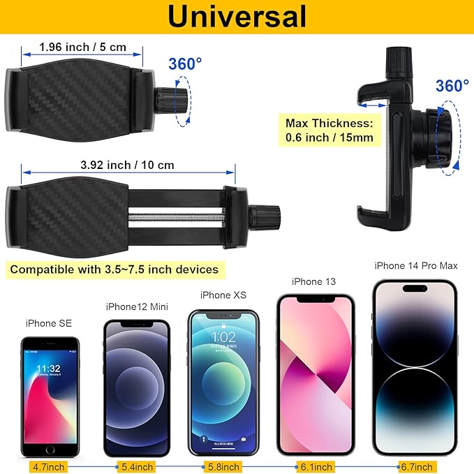 iPhone Mount for Desk/Table/Rod/Kitchen Cabinet, 360°Adjustable Aluminum Alloy - Image 9