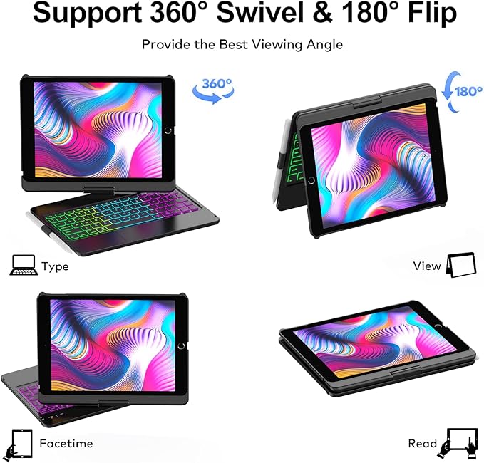 HOTLIFE Keyboard Case for iPad 10.2 9th/8th/7th Gen, Touch Keyboard for iPads - Image 6