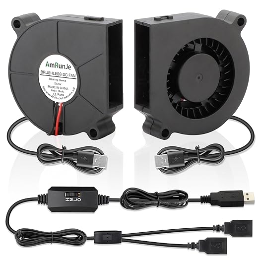 60mm x15mm 2 Pack Small USB Blower Fan 5V by AmRunJe-CalmDownYourDevice