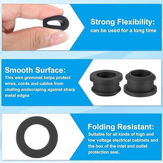 PATIKIL 16mm / 5/8 Inch Drill Hole, 1/2 Inch ID Rubber Grommets - Image 3