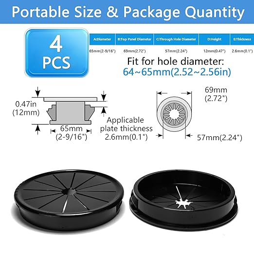 4 Pcs Cable Grommet, Snap Bushing 2-9/16" Mounting Diameter, Flexible - Image 9