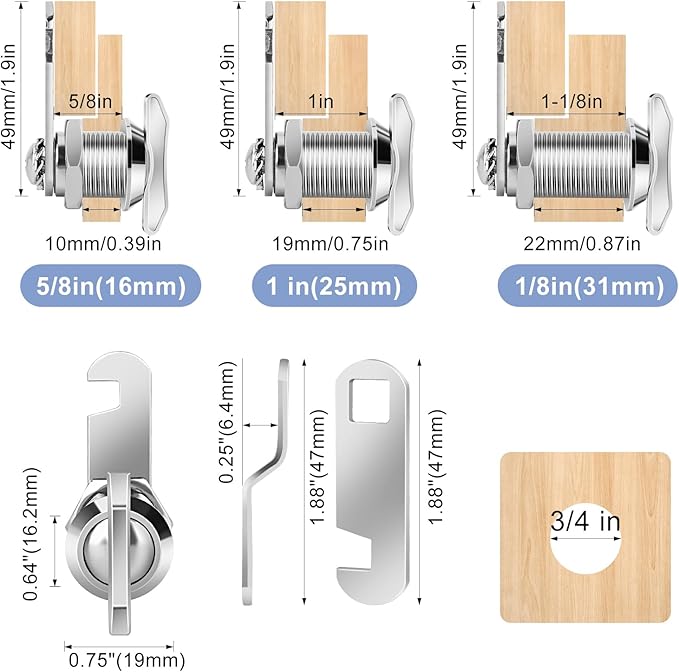 Thumb Operated Offset Cam Lock, Non-Locking Replacement Lock - Image 2