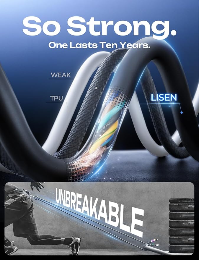 LISEN 240W USB-C Charge Cable, Soft USB C Cable, 4 in 1 Charging Cable - Image 5