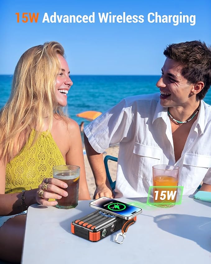 BLAVOR 45W Power Bank Solar Charger Built in Cables, 20000mAh Wireless Portable - Image 3