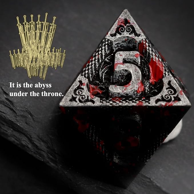Haxtec Bloodstained Metal DND Dice Set Antique Iron Blood D&D Dice Set Dragon - Image 4
