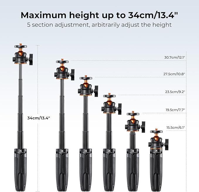 K&F Concept Selfie Stick Tripod, 360 Degree Rotation Mini Phone Stand - Image 2