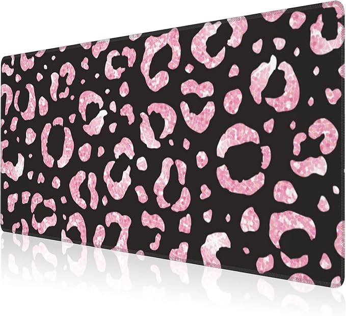 Mouse Pad, Large Rose Pink Leopard Printings Desk Mat, Extended Non-Slip Gaming by NIYLYNSYN