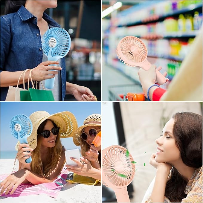 Miady 2-Pack Upgraded 5000mAh Portable Handheld Fan 3 Speed Mini USB Strong - Image 7