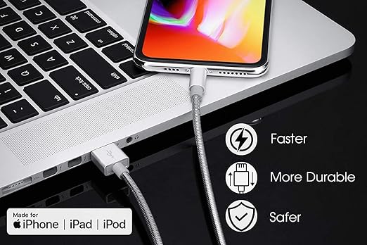 MFi Certified Charger Cable Metal Braided USB Cable - Image 2