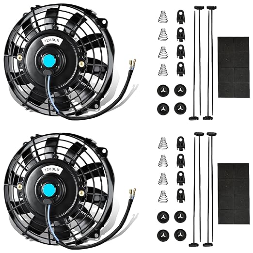 MuHize 7 Inch Slim Radiator Fan - 12V 80W 800 CFM High Performance Cooling Fan by MuHize