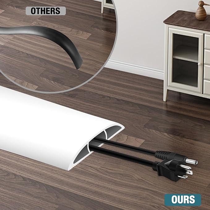 Floor Cord Cover, Cable Protector, 0.63W x 0.31H inches, Wire Cover - Image 4