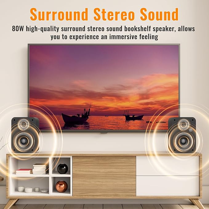 BESTISAN Bluetooth Bookshelf Speakers, Powered Computer Speakers - Image 7