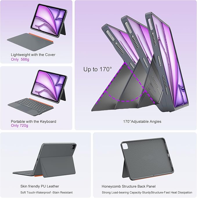 WIWU Keyboard Case for iPad Air 13 Inch 3 in 1 Magnetic Detachable Keyboard - Image 6