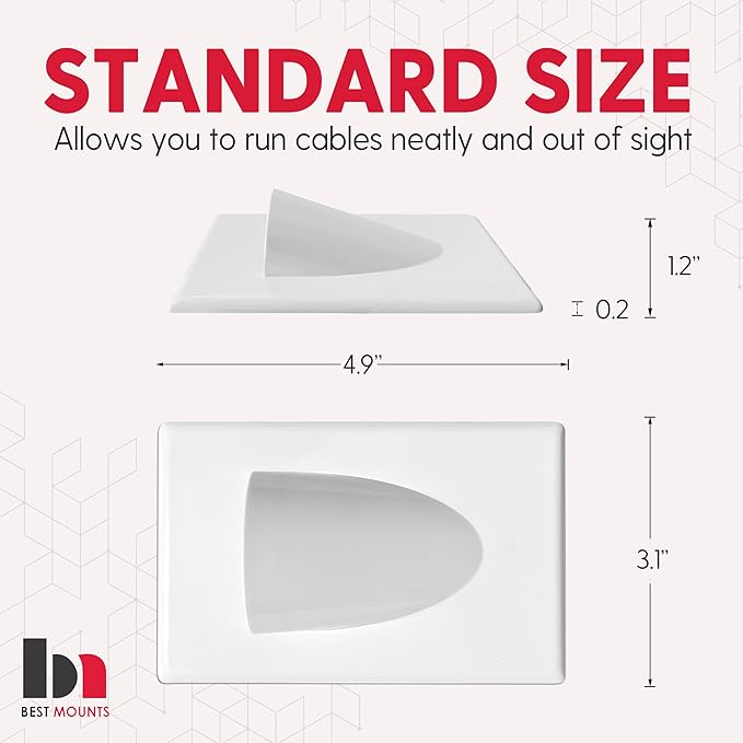 BestMounts - 1 Pack In Wall Cable Management 1-Gang Screw Less Low Voltage - Image 4