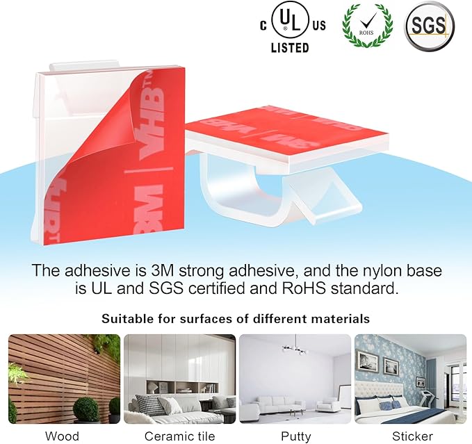 120PCS XHF Adhesive Cable Wire Clips Clear, Cable Holder Staples Outdoor Cable - Image 3