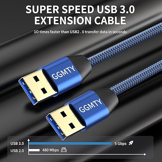USB to USB Cable 20FT, Durable Braidedfor USB 3.0 Male to Male Type A to Type A - Image 2