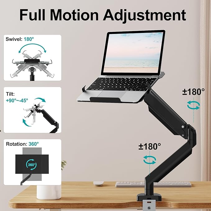 MOUNT PRO Laptop Arm Mount for Desk, 2 in 1 Function Monitor Laptop Stand - Image 4